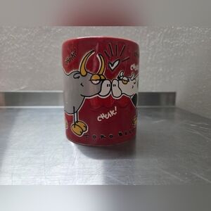 Vintage Waechtersbach "Toro Beso" kissing Bull Ceramic Mug RARE